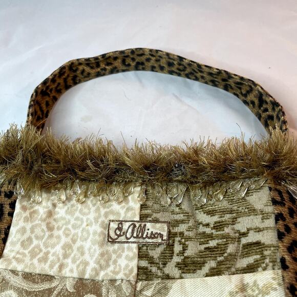 Allison  embroidered on leopard print purse. 10x8x3 - Picture 3 of 5